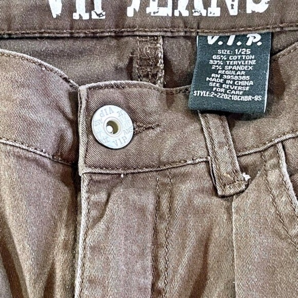 V.I.P. Jeans Cargo Pants Juniors 1/25 Brown - Picture 8 of 9